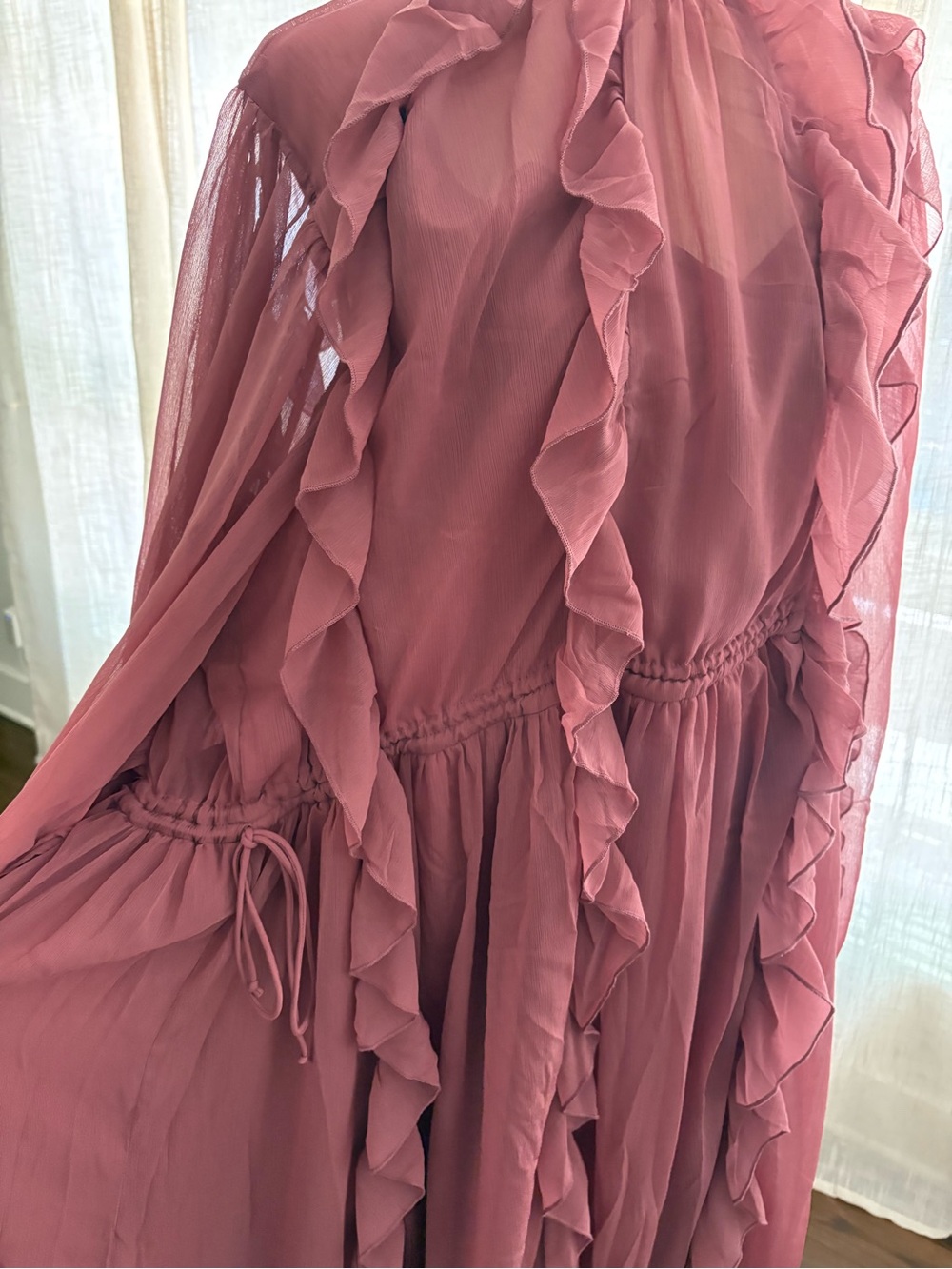 ASOS Curve Rose Pink Ruffle Maxi Dress - Picture 9 of 10